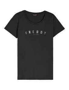 Freddy T-shirt donna regular fit in jersey leggero con logo glitter