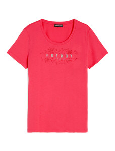 Freddy T-shirt in jersey leggero con grafica floreale e glitter