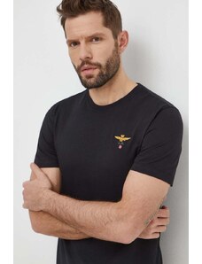 Aeronautica Militare t-shirt in cotone uomo colore nero con applicazione