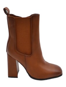 Malu Shoes Stivaletto tronchetto donna linea basic cuoio con elastico beatles punta quadrata tacco doppio 8 cm zip laterale