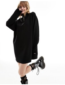 COLLUSION - Vestito stile felpa nero con zip corta