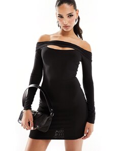 Missyempire Missy Empire - Vestito corto con scollo Bardot e cut-out nero