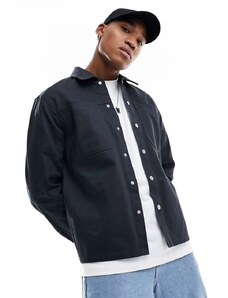 River Island - Camicia giacca a maniche lunghe grigio scuro con bottoni a pressione