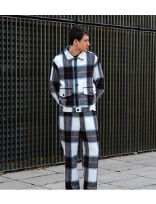 Labelrail x Isaac Hudson - Camicia giacca spazzolata con bottoni multicolore a quadri in coordinato