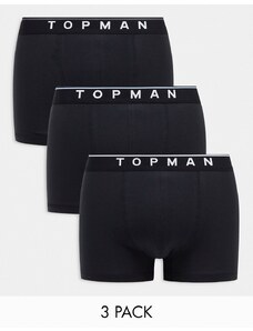 Topman - Confezione da 3 paia di boxer aderenti neri con bordo colorato in vita-Multicolore