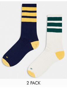 adidas Originals - Confezione da 2 paia di calzini rétro con bordino-Multicolore