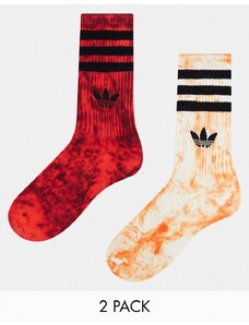 adidas Originals - Confezione da 2 paia di calzini tie-dye color rosso-arancione-Multicolore