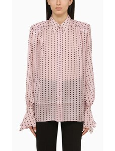 THE ANDAMANE Camicia semi-trasparente rosa a pois in seta
