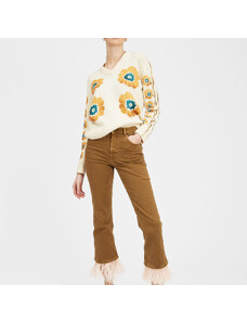 La DoubleJ Shorts & Pants gend - Fancy Crop Jeans Khaki 25 96% Cotton 2% Elastane 2% Ostrich Feathers