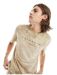 COLLUSION - T-shirt marrone tie-dye con logo