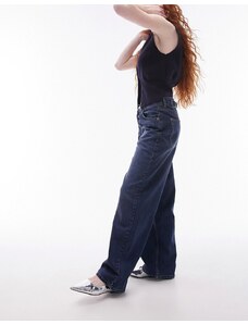 Topshop - Jeans con cinturino sul retro blu intenso