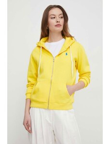 Polo Ralph Lauren felpa donna colore giallo con cappuccio