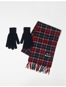 Barbour - Set regalo con guanti e sciarpa a quadri scozzesi rossi e blu-Multicolore