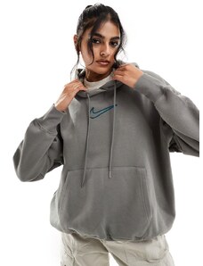 Nike - Felpa con cappuccio unisex grigio scuro con logo medio