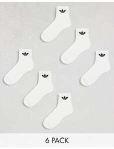 adidas Originals - Confezione da 6 paia di calzini bianchi con trifoglio-Multicolore