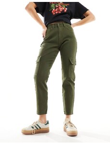 Noisy May - Moni - Jeans cargo multitasche a vita alta color kaki-Verde