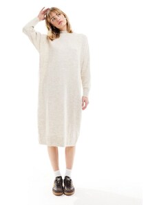 Monki - Vestito midi oversize a maniche lunghe in maglia bianco sporco