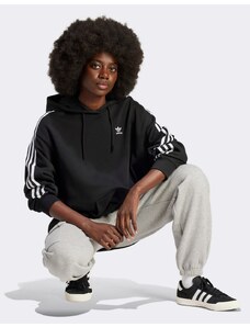 adidas Originals - Adicolor - Felpa oversize nera con cappuccio e 3 strisce-Nero