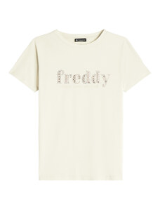 Freddy T-shirt donna in jersey modal con logo composto da strass