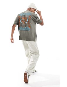ASOS DESIGN - T-shirt oversize pesante color grigio slavato con stampa celestiale sul retro