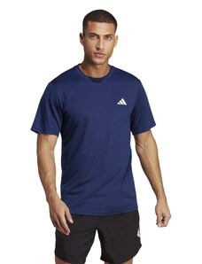 T-shirt blu da uomo con logo bianco adidas Essentials Training