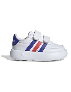 Sneakers primi passi bianche da bambino con strisce blu e rosse adidas Breaknet 2.0 CF I