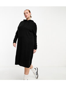 Threadbare Plus - Quinnie - Vestito maglia midi nero con cappuccio