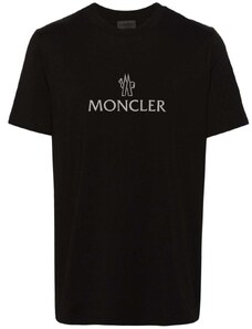 Moncler T-shirt nera logo sul petto