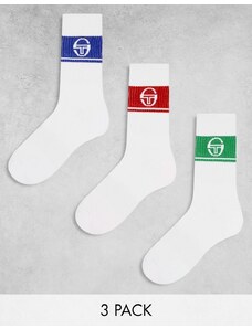 Sergio Tacchini - Confezione da 3 calzini verdi, blu e rossi con logo-Multicolore