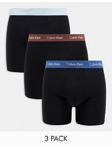 Calvin Klein - Confezione da 3 paia di boxer neri con fascia in vita a contrasto-Nero