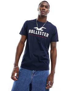 Hollister - T-shirt tecnica blu navy con logo