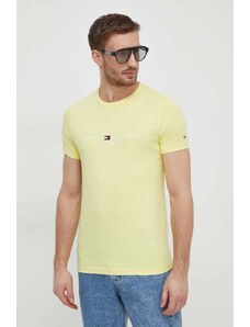 Tommy Hilfiger t-shirt in cotone uomo colore giallo con applicazione