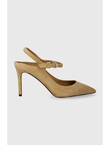 Tommy Hilfiger tacchi in pelle scamosciata TH POINTY STRAP HEEL colore beige FW0FW07693
