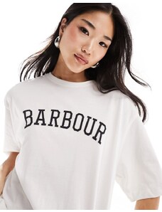 Barbour - Northburn - T-shirt boyfriend bianco sporco con logo
