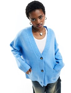 Monki - Cardigan in maglia oversize blu con scollo a V