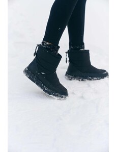 Women's Black Fur-Lined Snow Boots made of Genuine Leather Estro ER00114130