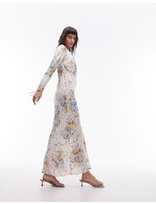 Topshop - Vestito lungo con stampa a fiori vintage-Multicolore