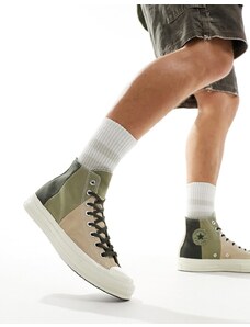 Converse - Chuck 70 - Sneakers verdi multicolore in camoscio e tela-Verde