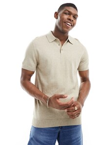 Selected Homme - Polo in maglia beige-Neutro