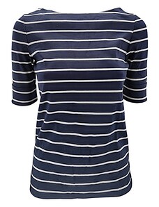 Ralph Lauren T-shirt a righe donna manica a tre quarti blu e bianca