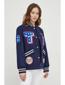 Tommy Hilfiger giubbotto bomber in lana colore blu navy