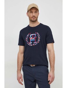 Tommy Hilfiger t-shirt in cotone uomo colore blu navy con applicazione