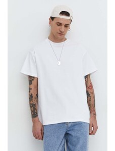 Solid t-shirt in cotone uomo colore bianco