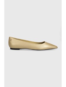 Tommy Hilfiger balerrine in pelle GOLD POINTED BALLERINA colore oro FW0FW07883