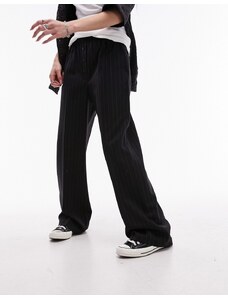 Topshop - Pantaloni sartoriali neri a righe con dettagli stile boxer-Nero