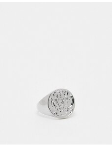 Faded Future - Anello color argento con sigillo inciso a forma di moneta