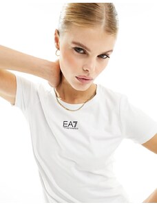 Armani - EA7 - T-shirt bianca con logo centrale-Bianco