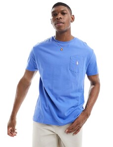 Polo Ralph Lauren - Icon - T-shirt oversize classica blu medio con tasca e logo