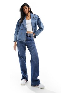 Vero Moda - Giacca di jeans oversize lavaggio blu medio