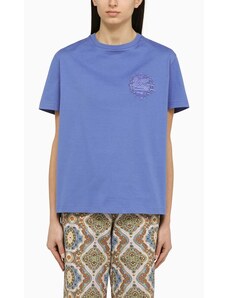ETRO T-shirt girocollo color fiordaliso con logo in cotone
